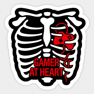 Gamer at heart Halloween Rib cage video game controller gaming Sticker